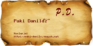 Paki Daniló névjegykártya